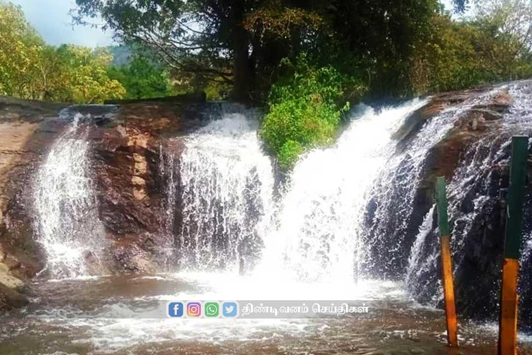 people enjoyed at kumbakarai river falls on new year